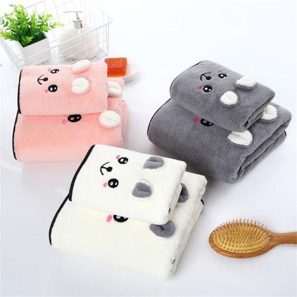 

towel 2pcs coral fleece quickly dry hair towel/bathrobe face home textiles towels bathroom absorbent