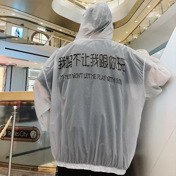

men's jackets summer thin jacket men casual sun protective clothing grey/white funny print zipper hooded coat outwear male bomber, Black;brown