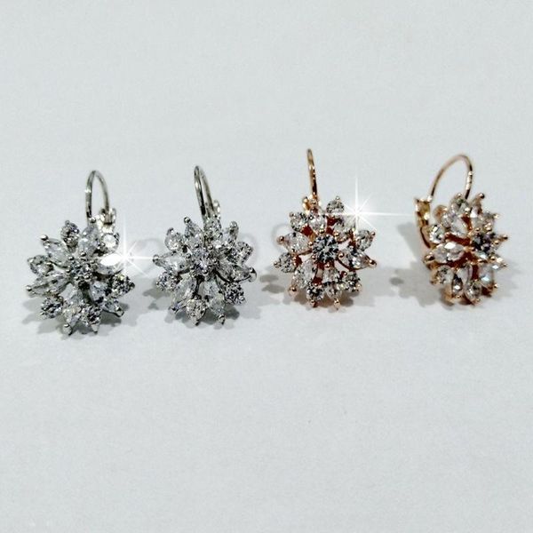 

dangle & chandelier romantic clear stone flower crystals stud earrings women cubic zirconia jewelry my24 21 drop, Silver