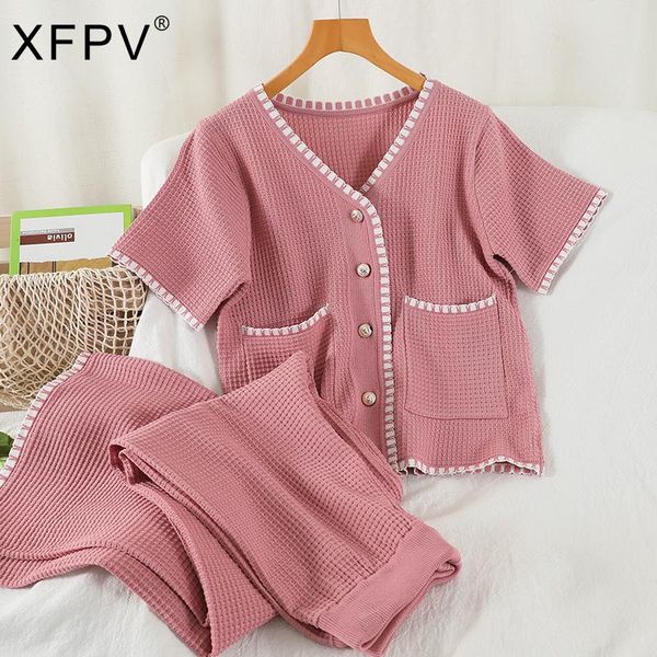 

women's two piece pants xfpv women patchwork knitting high waist elasticity long arrivals set fashion autumn spring 2021 11d2292, White