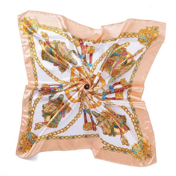 

bandanas summer woman bandana hijab silk scarf fashion satin printing square scarfs carriage chain shawl head scarves wrap, Blue;gray