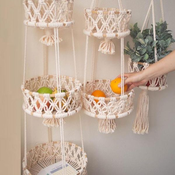 

storage baskets fruit basket breathable saving space cotton flower pot hanging for bedroom high capacity decoration sense of luxury