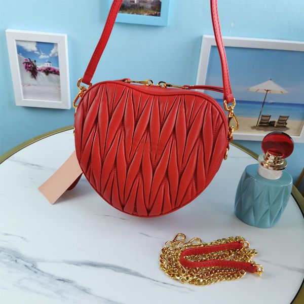 

heart shape shoulder bags women handbags purse chain crossbody bag sheepskin leather cogurrugation embossing design handbag