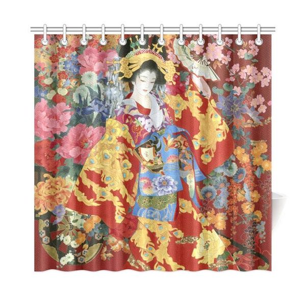 

shower curtains japanese women in kimono decorative curtain