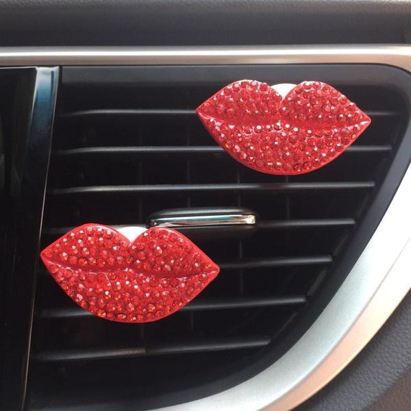 

car air freshener red lips with diamonds outlet clip lemon peach fragrance diffuser decoration accessories