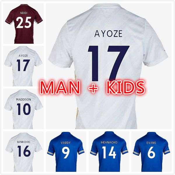 

2021 home away third blue white soccer jersey ayoze gray 20 21 football shirt vardy camiseta ndidi maddison uniform boys kids kit, Black;yellow