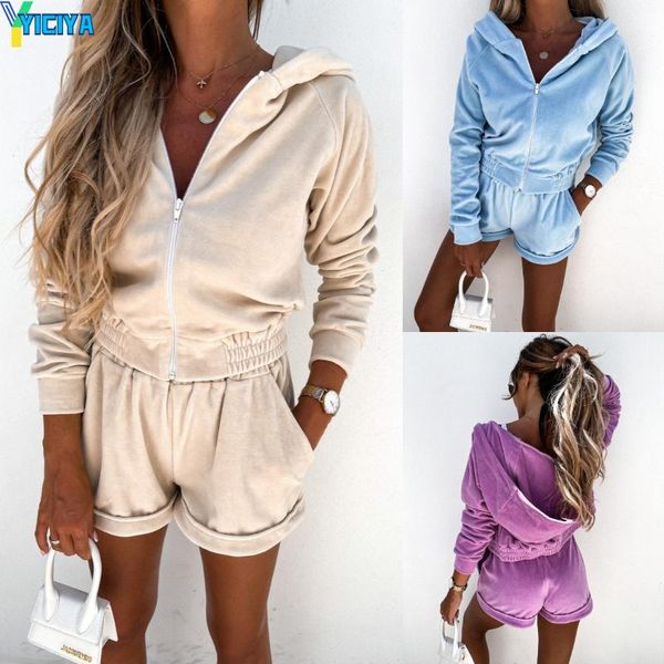 

women's tracksuits elegant autumn winter tracksuit 2 piece set women outfits solid loose sweatshirt hoodie + casual sporting shorts two, Gray