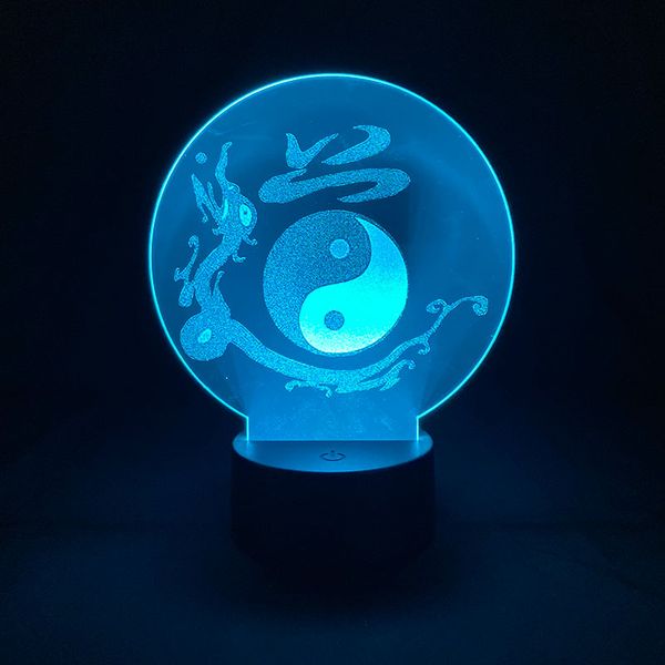 

app control led lamp bedside taoism bagua 3d illusion night light touch switch nightlight atmosphere decor sincere taoists gift