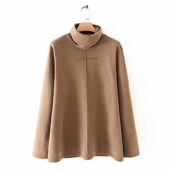 

women's t-shirt plus size clothing large 2021 autumn solid black green khaki turtleneck long sleeve t-shirts woman, White
