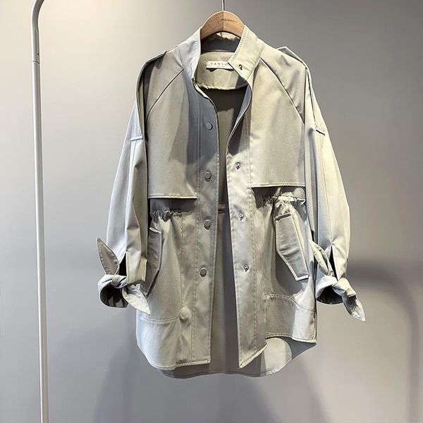 

women's trench coats 2021 coat long spring women casual slim for elegant outside x-long skirt streetwear sweet, Tan;black