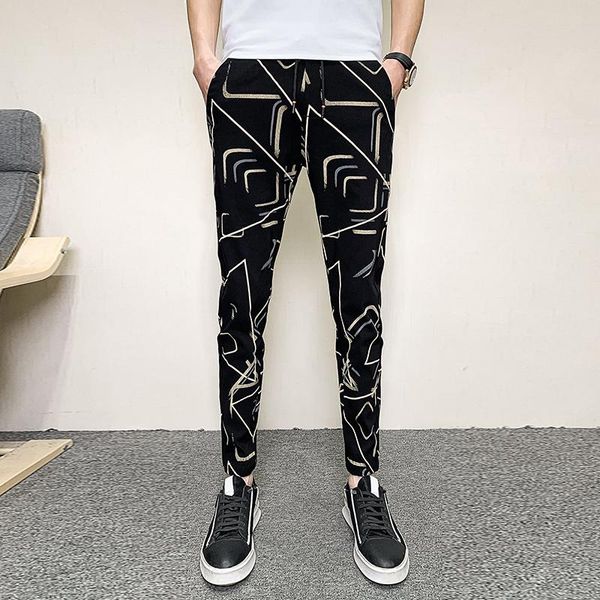 

homme mens pantalon business trousers 2021 fashion men's casual pants small feet season clothes joggers men, Black
