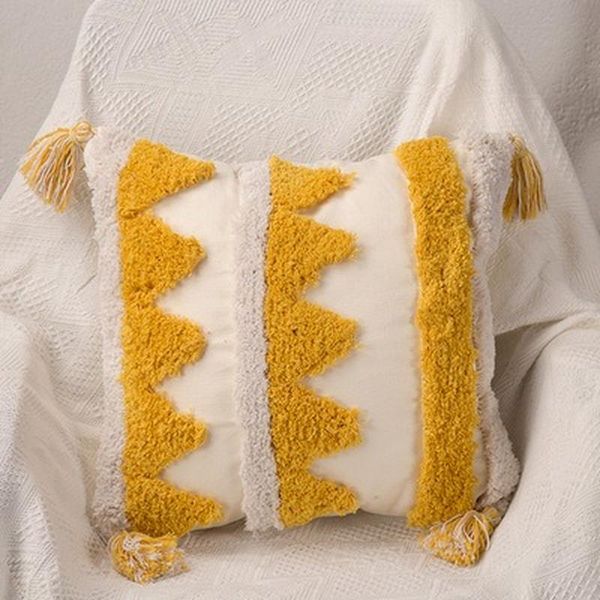 

cushion/decorative pillow zipper cushion cover 45x45cm moroccan style tuft tassels handmade decoration pink blue yellow for sofa throw