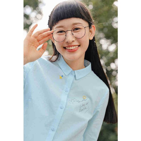 

women's blouses & shirts blouses autumn winter young sweet lady artsy style cute flower and letter embroidery long sleeve blouse f6nr, White
