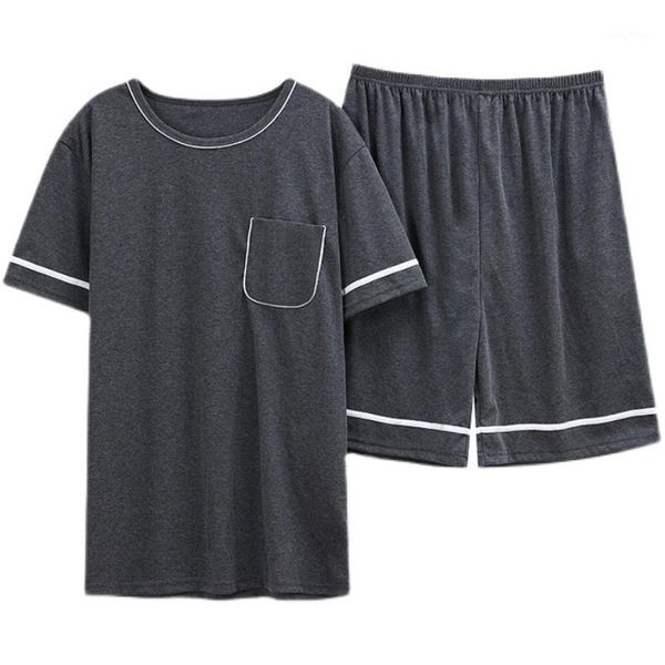 

yidanna women pajamas set knitted cotton nightwear short sleeved sleepwear summer sleep clothing sports nighties o neck nightdr men's, Black;brown