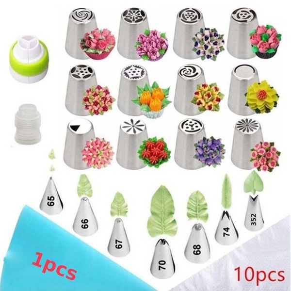 

baking & pastry tools 32pcs diy cake decorating tool russian tulip icing piping nozzles stainless steel flower cream tips bag cupcake