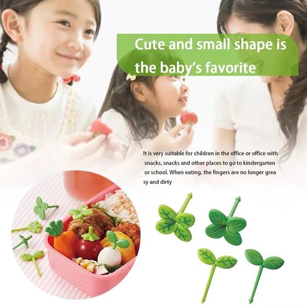 

leaves plastic colorful fruit fork kitchen accessories cute snack dessert forks for home lunch box vj-drop