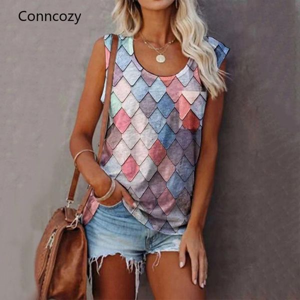 

women's t-shirt clothing tank o neck plaid print summer female sleeveless tee pockets vest casual t shirts women top, White