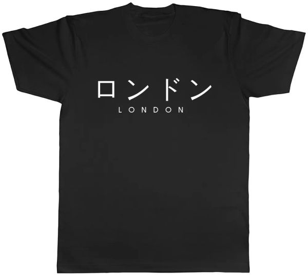 

london in japanese mens womens ladies japan tee t shirt, White;black