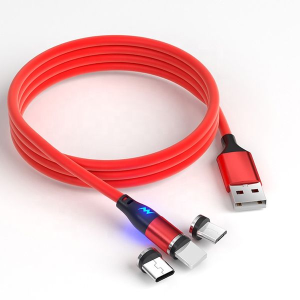 Cabo Magnético 3A Cabos de Carregamento Fast Silicone Tipo USB C cabo Cabo de Carregador Quick Soft para celular