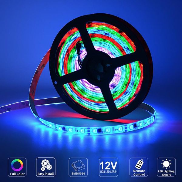 

led lights 16.4ft for bedroom smart work with music sync color changing tape 24 key remote flexible ribbon strips
