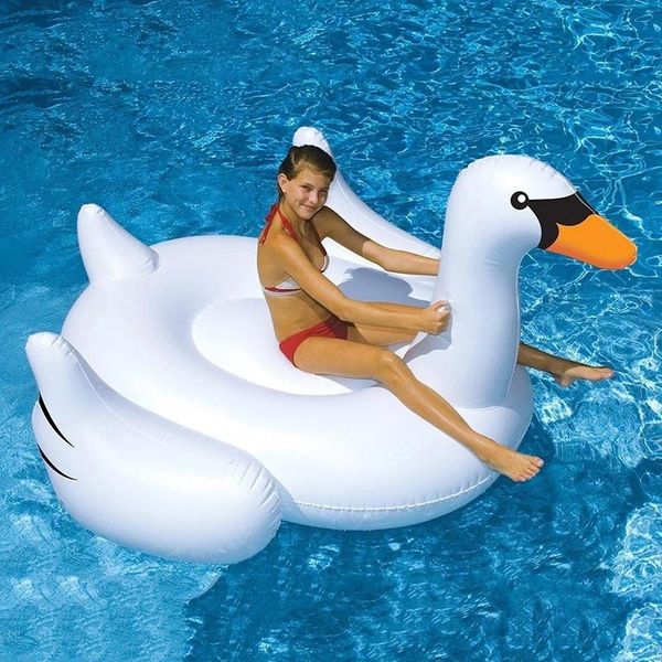 

inflatable floats & tubes 150cm white swan pool float giant swimming ring summer water mattress party toys for adults kids family toy gift