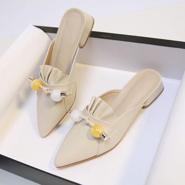 

pleated mules women pointed toe slippers fashion low heels wedge slide slip on loafers bow shallow shoes zapatos de mujer, Black