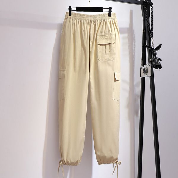 

pant plus size 6xl 5xl 4xl 3xl women's fashions cotton blend cargo large female pants long with pockets, White
