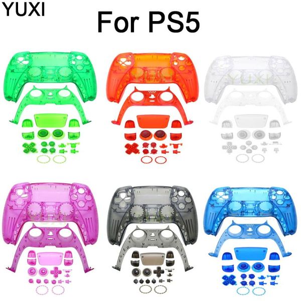 

game controllers & joysticks yuxi 1set translucent colour cover for ps5 protective shell case cover+full set button key console accessories