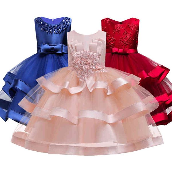 

girl's flower princess party dresses for girls new year bowknot ball gown tutu kids clothing vestidos 3-10yrs c0228, Red;yellow