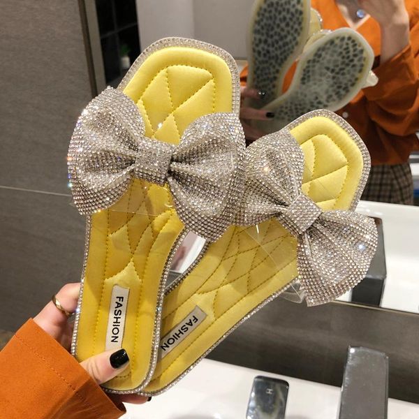 

slippers women casual summer flat rhinestone bow sandals flip flops female shoes cute girls woman footwear beach slides, Black