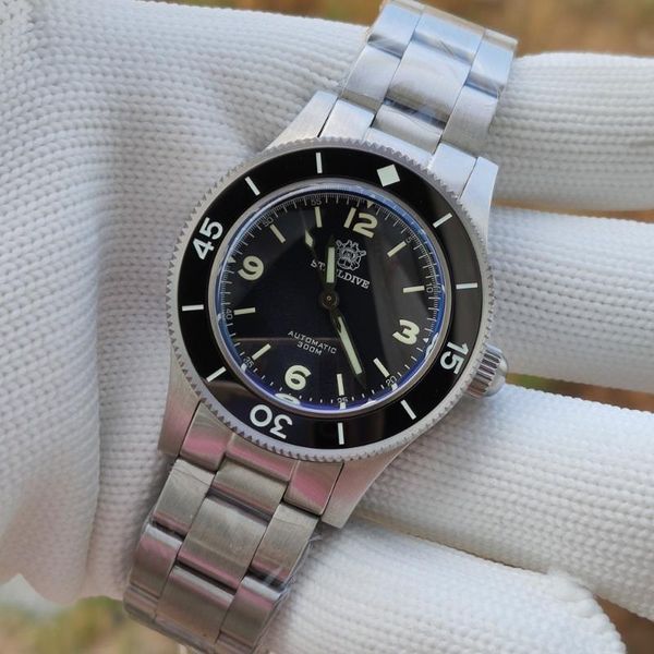 

wristwatches steeldive sd1952 steel band 41mm nh35 automatic diver watch 300m water resistant ceramic bezel sapphire glass men, Slivery;brown