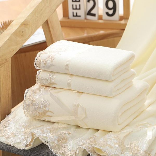 

towel super soft absorbent bath set solid color lace embroidery hair drying cartoon print bathroom washcloth face towels