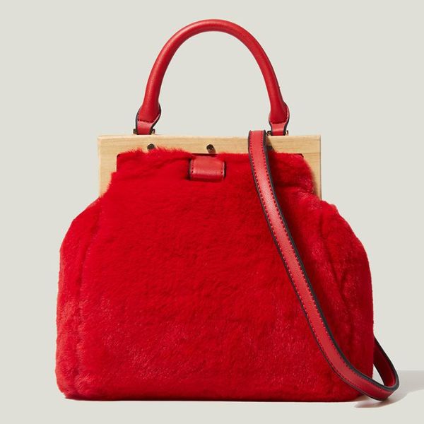 

evening bags plush faux fur small crossbody shoulder with short handle for women 2021 winter designer handbags and purses tote