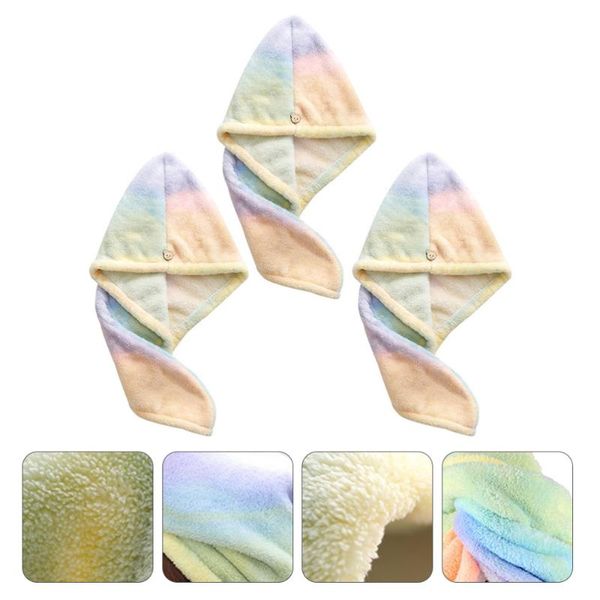 

3pcs quick dry towels coral fleece hair hat drying wrap towel shower caps