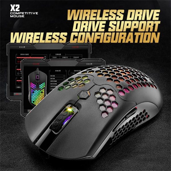 

dual mode wired/ wireless gaming mouse 7 key hollow out rgb light mice