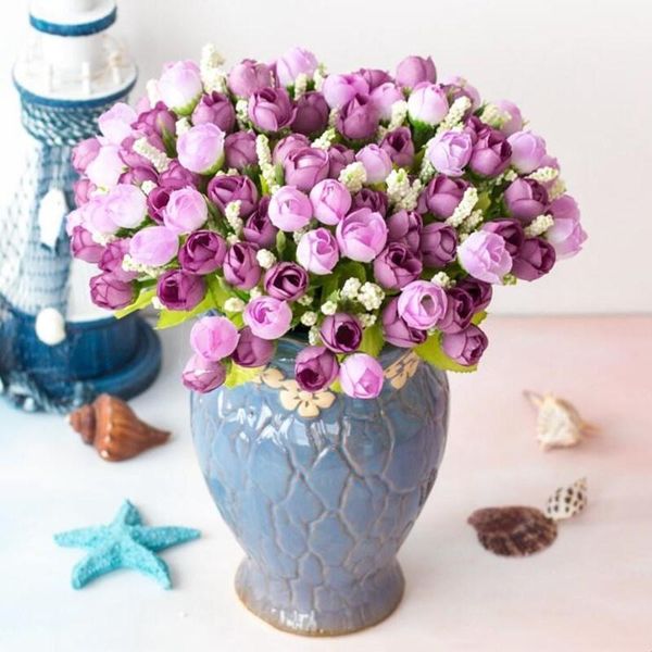 

heads rose artificial flowers 24cm spring tea buds fake flower for wedding decoration party home decor decorative & wreaths