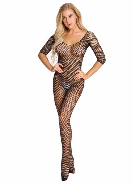 

ladies pantyhose socks net woman hollow drilling fishnet mesh bodystocking lingerie catsuit womens open file tights, Black;white