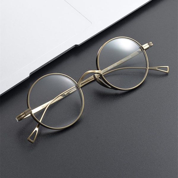 

fashion sunglasses frames retro round titanium full rim reading glasses frame men myopia optical prescription eyeglasses women japanese vint, Black