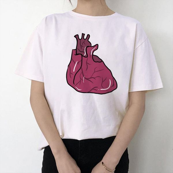

shark heart print harajuku womens t shirt 90s ulzzang graphic o neck short sleeve white tee female clothing