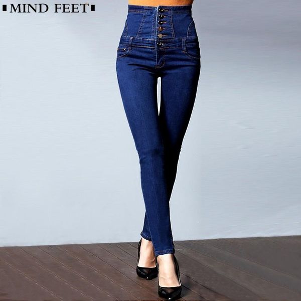 

women jeans high waist stretch plus size female pants fashion elastic skinny casual slim pencil denim trousers autumn women's, Blue