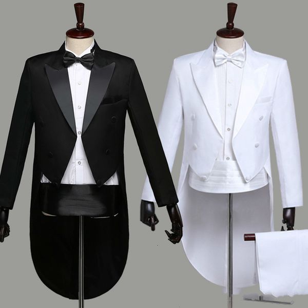 

suits tuxedo solid wing pointed collar men's long sleeve gentleman's dress formal wedding bridegroom party suit large, White;black