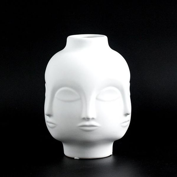 

decorative objects & figurines ladies face head planter vase for flower human succulent pot home garden ornament white ceramic craft