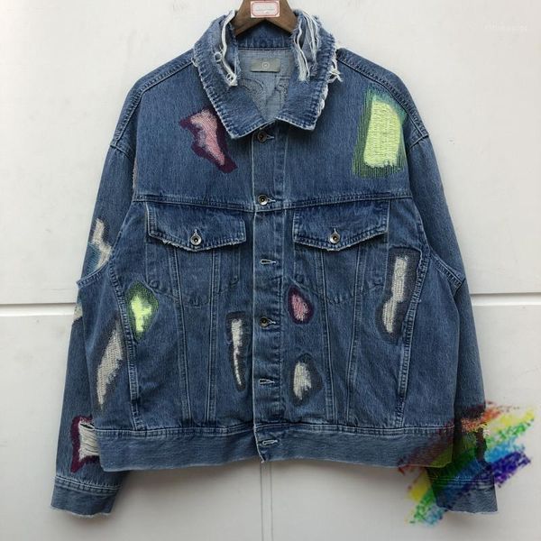 

travis scoembroidery heavy fabric hooded denim jacket women slim-fit cowboy coat blue jean men's jackets, Black;brown