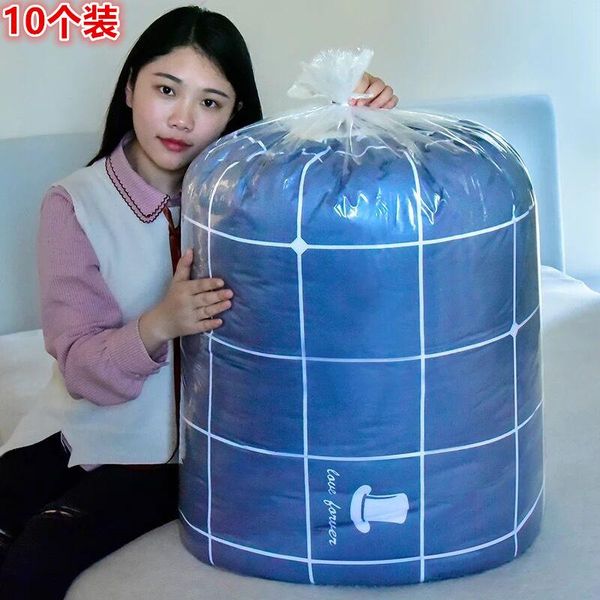 

storage bags large bag with quilt, moisture-proof cotton wool clothes, finishing bag, transparent plastic belt, moving packing