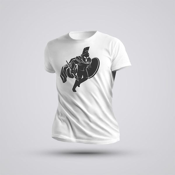 

spartan warrior logo pattern men's 100% cotton t-shirt comfortable fresh breathable daily travel street party, White;black