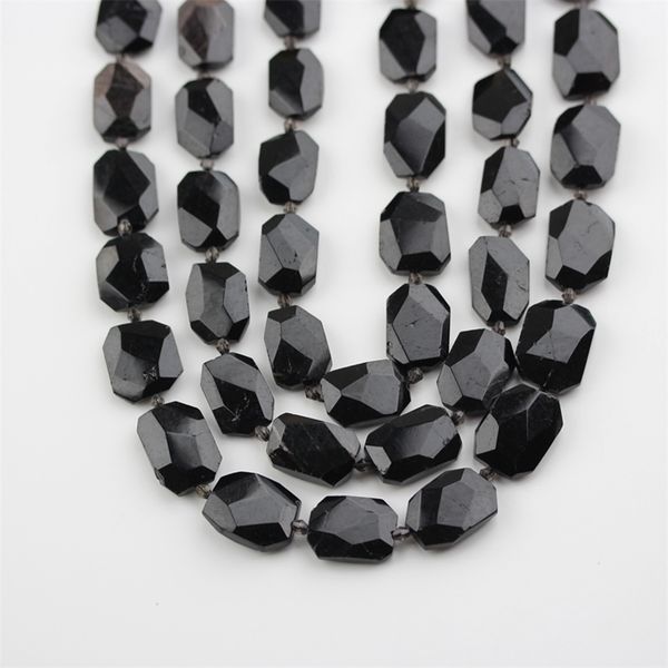 Natural preto Tourmaline Oluges forma de jóias, cortes lustrados perfurados grânulos soltos para brincos pulseira, fio cheio