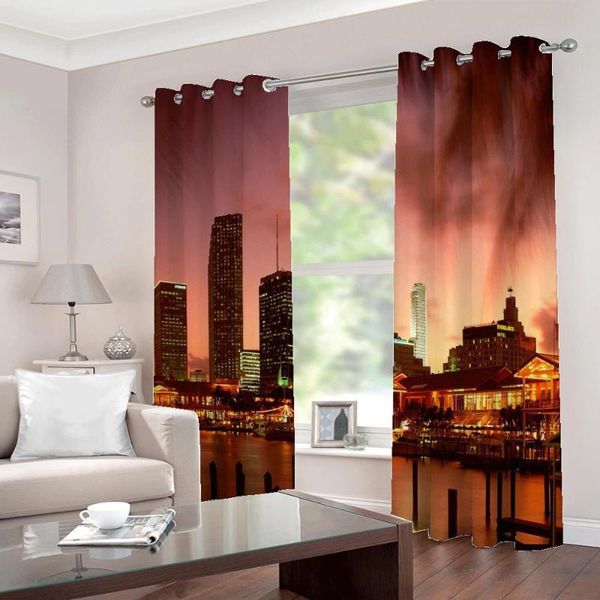 

curtain & drapes beautiful city night view large window custom any size for living room bedroom half-blackout home decor sets