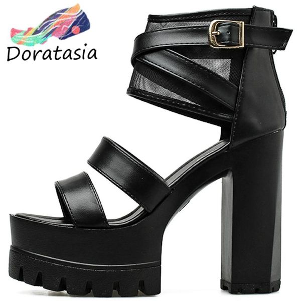 

dress shoes doratasia dropship women black zipper bucle high heel platform leisure quality office lady sandals