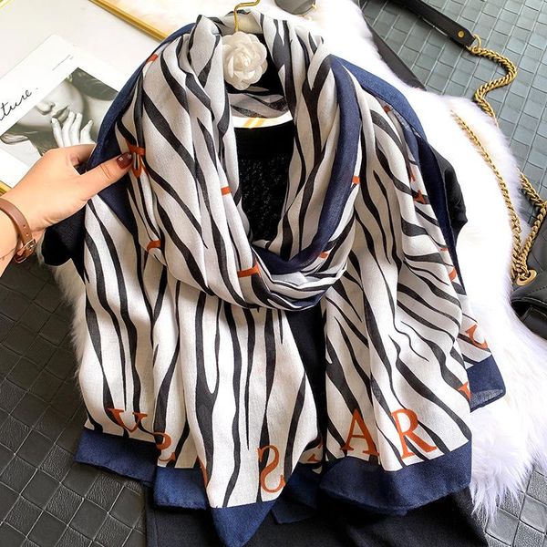 

scarves women wraps pashmina bandana female muslim hijab fashion stripe print cotton material scarf lady sunscreen shawl and beach towel, Blue;gray