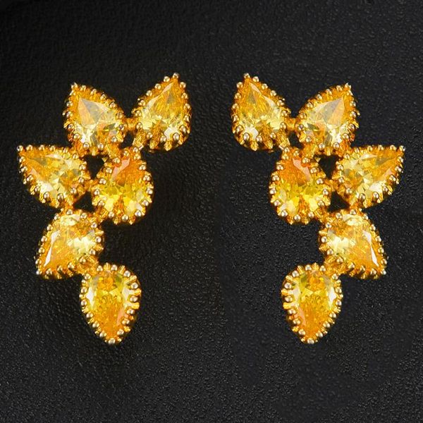 

stud godki 2021 trendy spring earrings for women wedding bijou dubai party cz cubic zirconia earring high-end jewelry addiction, Golden;silver